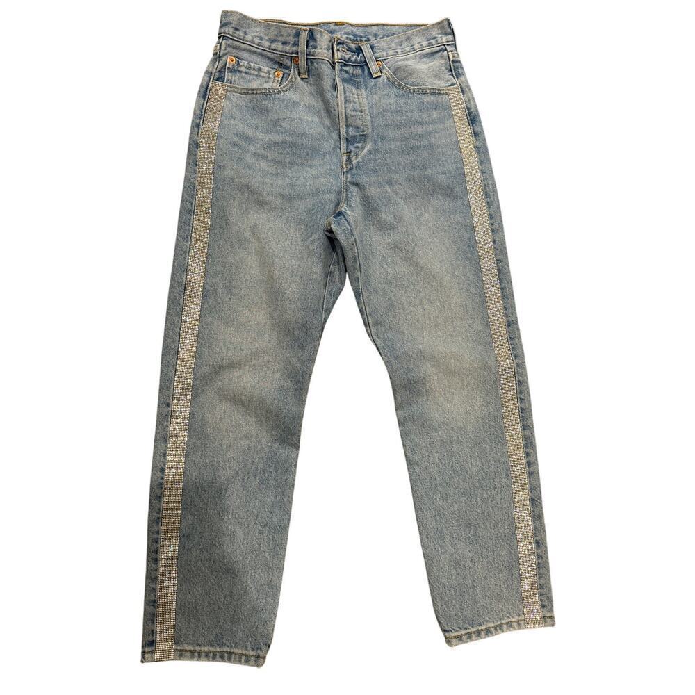 Levi's 501 $128 Side Studded Bling Light Wash Jeans Size 27 NWOT